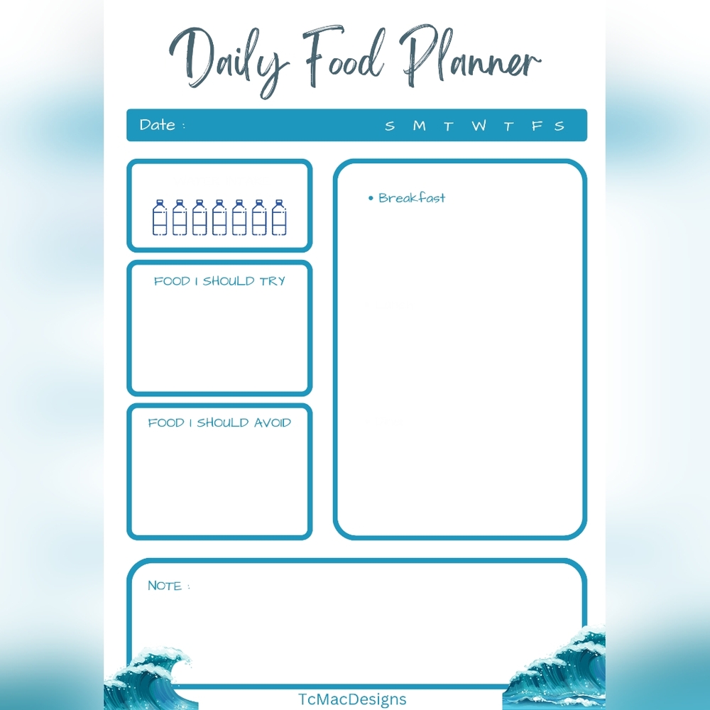 Daily Food Planner Sheet